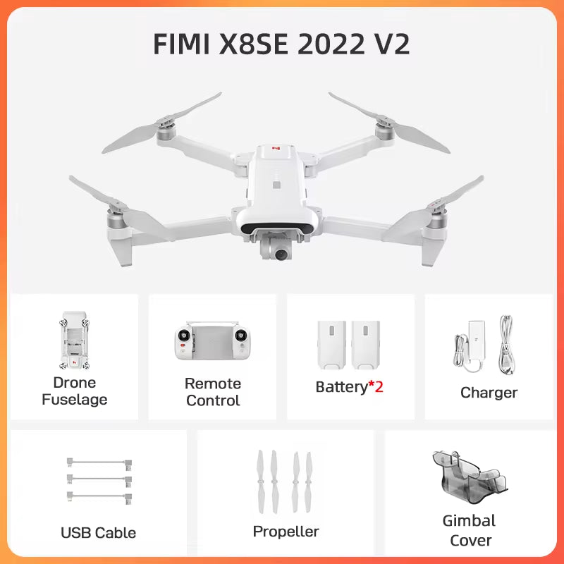 FIMI X8 SE 2022 V2 Camera Drone 4K Professional 10Km Transmission Range 3-Axis Gimbal 35Mins Drone Com X8 Pro 2023 FIMI RC Store