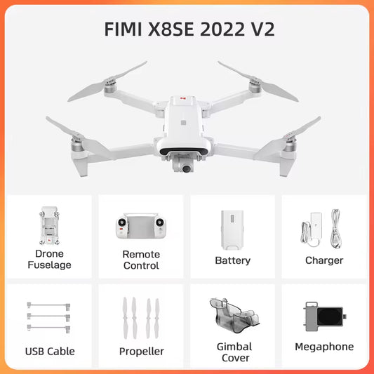 FIMI X8 SE 2022 V2 Camera Drone 4K Professional 10Km Transmission Range 3-Axis Gimbal 35Mins Drone Com X8 Pro 2023 FIMI RC Store