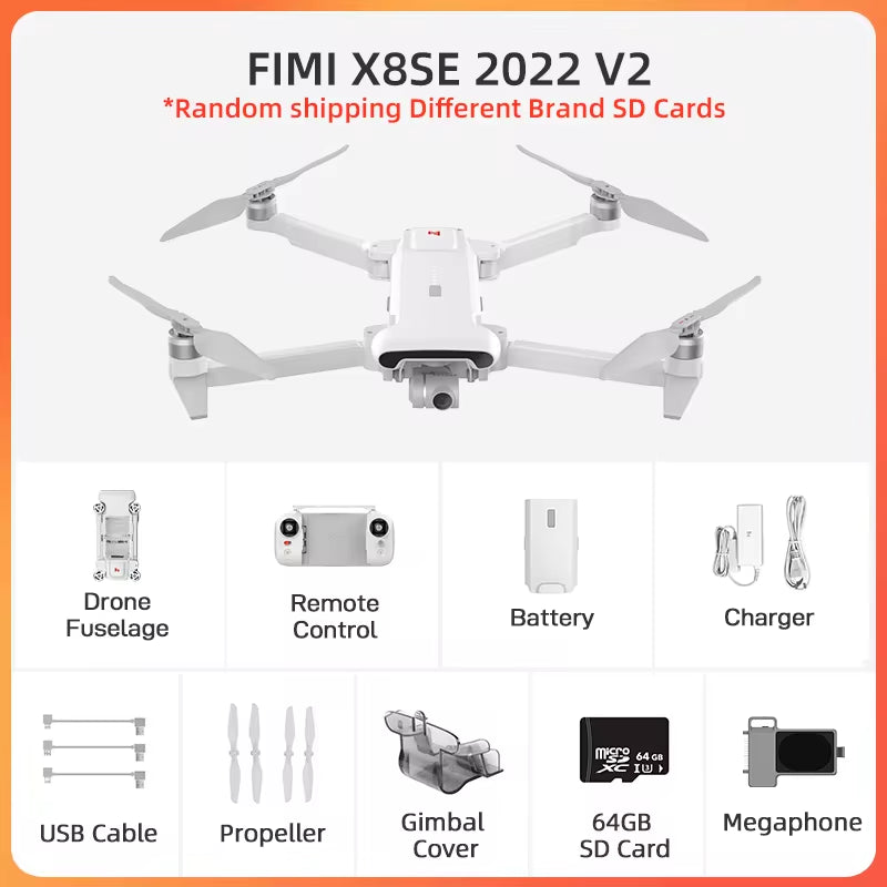 FIMI X8 SE 2022 V2 Camera Drone 4K Professional 10Km Transmission Range 3-Axis Gimbal 35Mins Drone Com X8 Pro 2023 FIMI RC Store