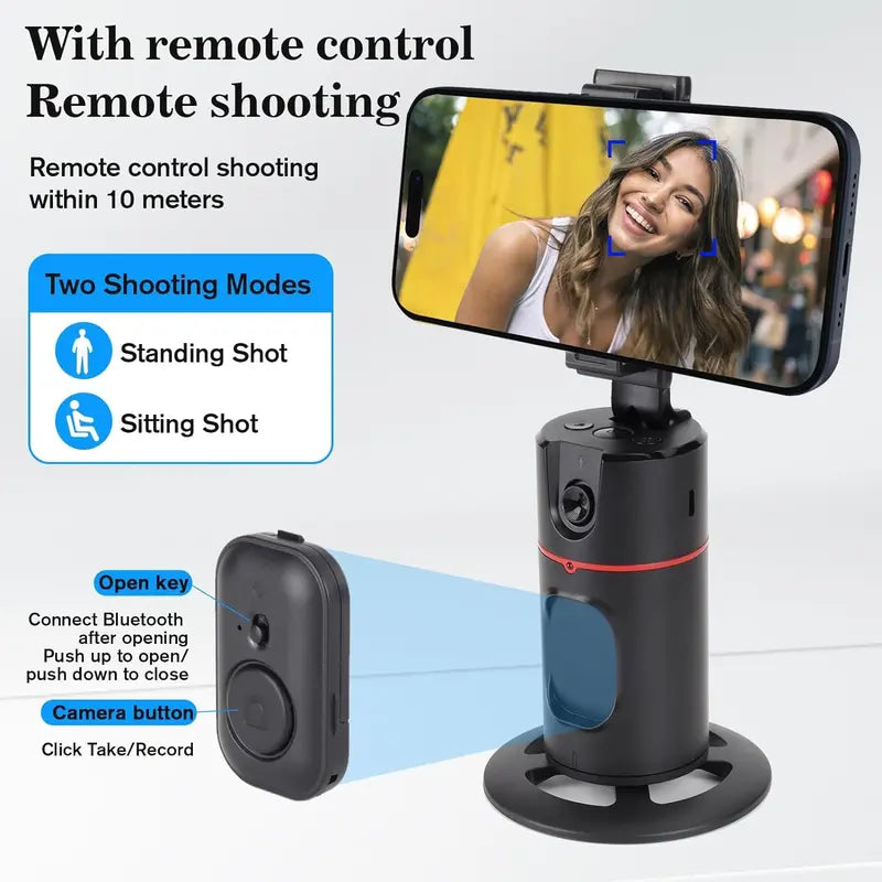 LIFEBEE 360° Rotatable Phone Holder, 1Count Rechargeable Auto Face Tracking Phone Holder, Smart Shooting Camera Mount for Live Vlog Streaming Video, Back to School