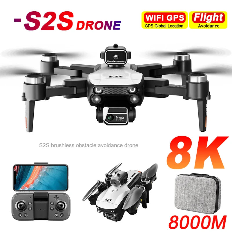 S2S Mini Drone 4K 8K HD Camera Obstacle Avoidance Aerial Photography Brushless Motor Foldable Rc Quadcopter Kid Toy