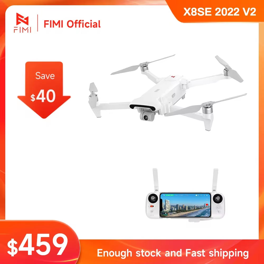 FIMI X8 SE 2022 V2 Camera Drone 4K Professional 10Km Transmission Range 3-Axis Gimbal 35Mins Drone Com X8 Pro 2023 FIMI RC Store